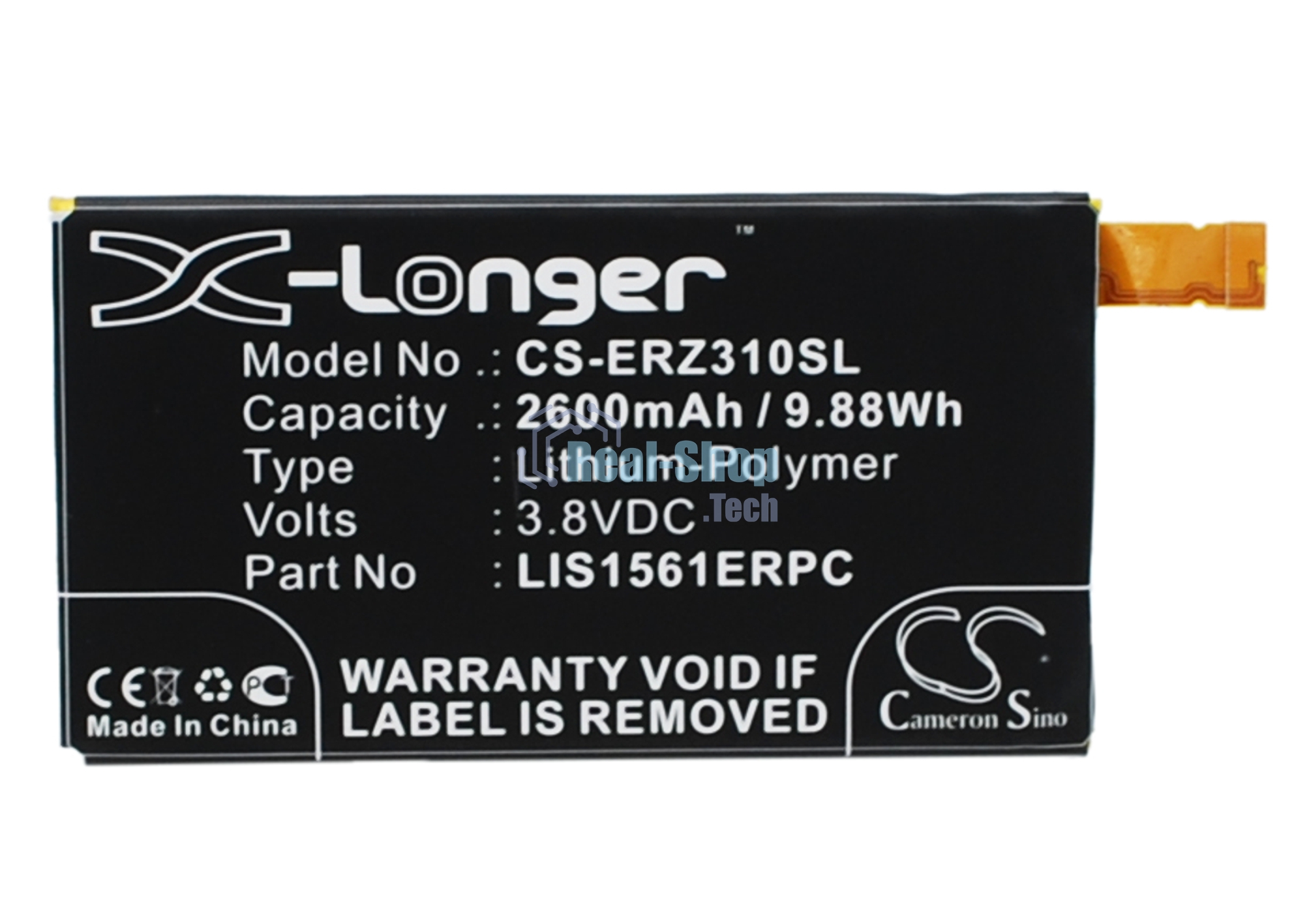 Аккумулятор CameronSino CS-ERZ310SL LIS1561ERPC для Sony Xperia Z3 Compact D5803 LTE 3.8V, 2600mAh, 9.88Wh