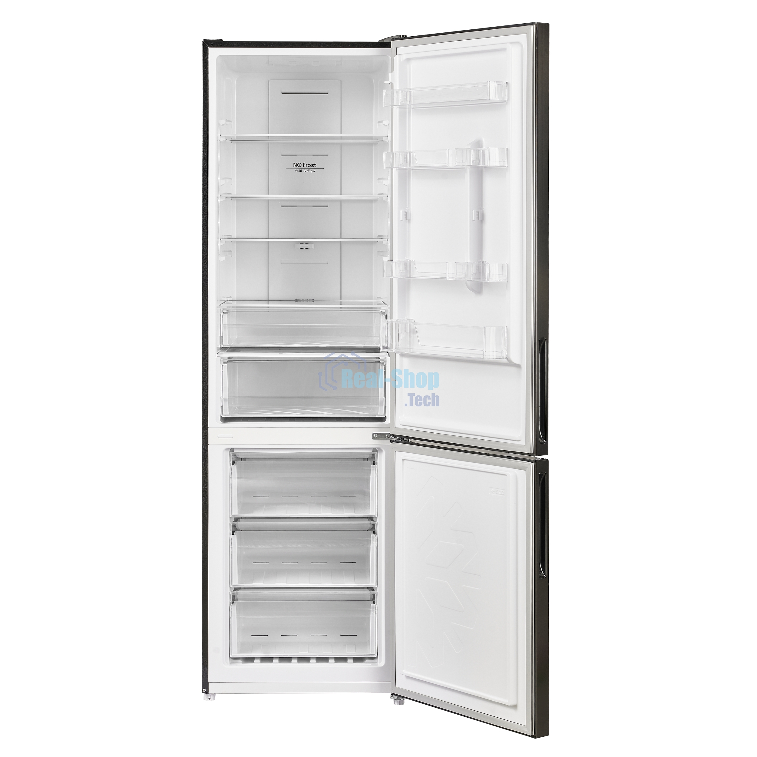 Холодильник Maunfeld MFF200NFSB10 Inverter черный двухкамерный 271/106 л морозилка снизу, NoFrost