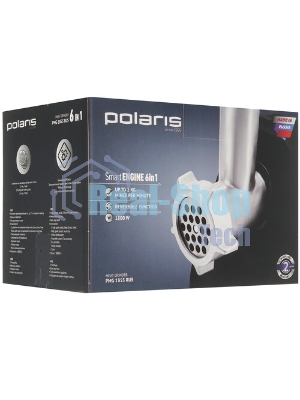 Мясорубка электрическая Polaris PMG 1855 RUS черный, 1800 Вт, 2.0 кг/мин, реверс, защита от перегрузки, насадки - 7