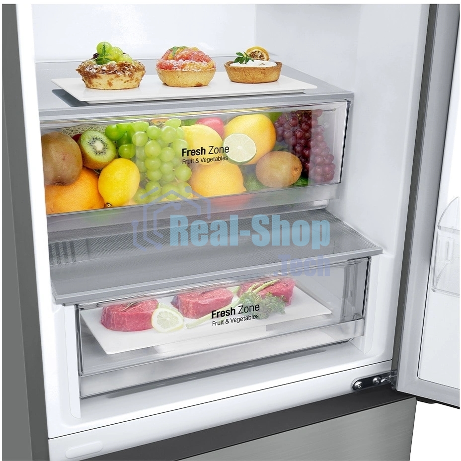 Холодильник LG GC-B459ANMW серебристый двухкамерный 234/110л морозилка снизу, No Frost