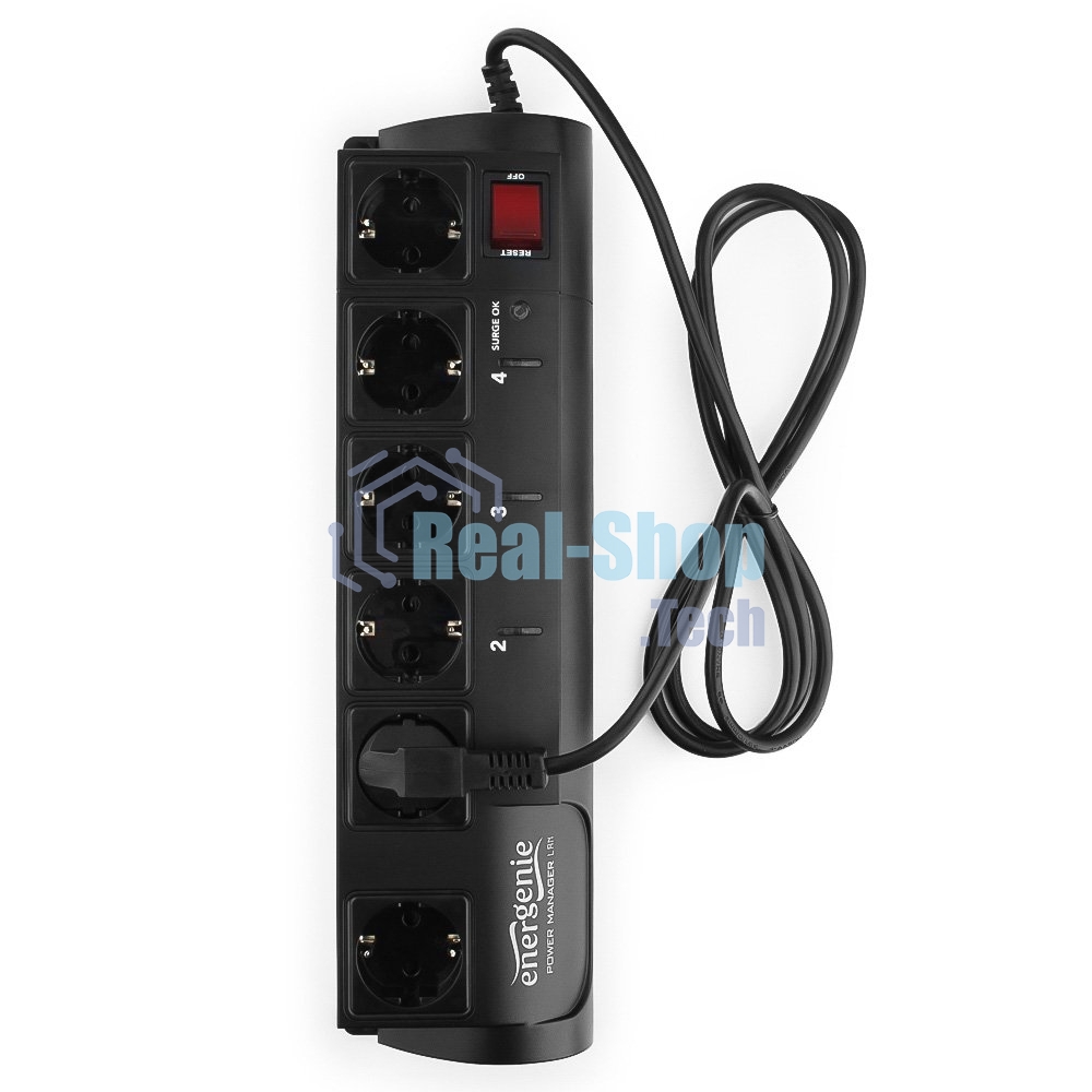 Сетевой фильтр Energenie Сетевой фильтр EG-PMS2-LAN программируемый, черный (10А, LAN, 6 розеток)
