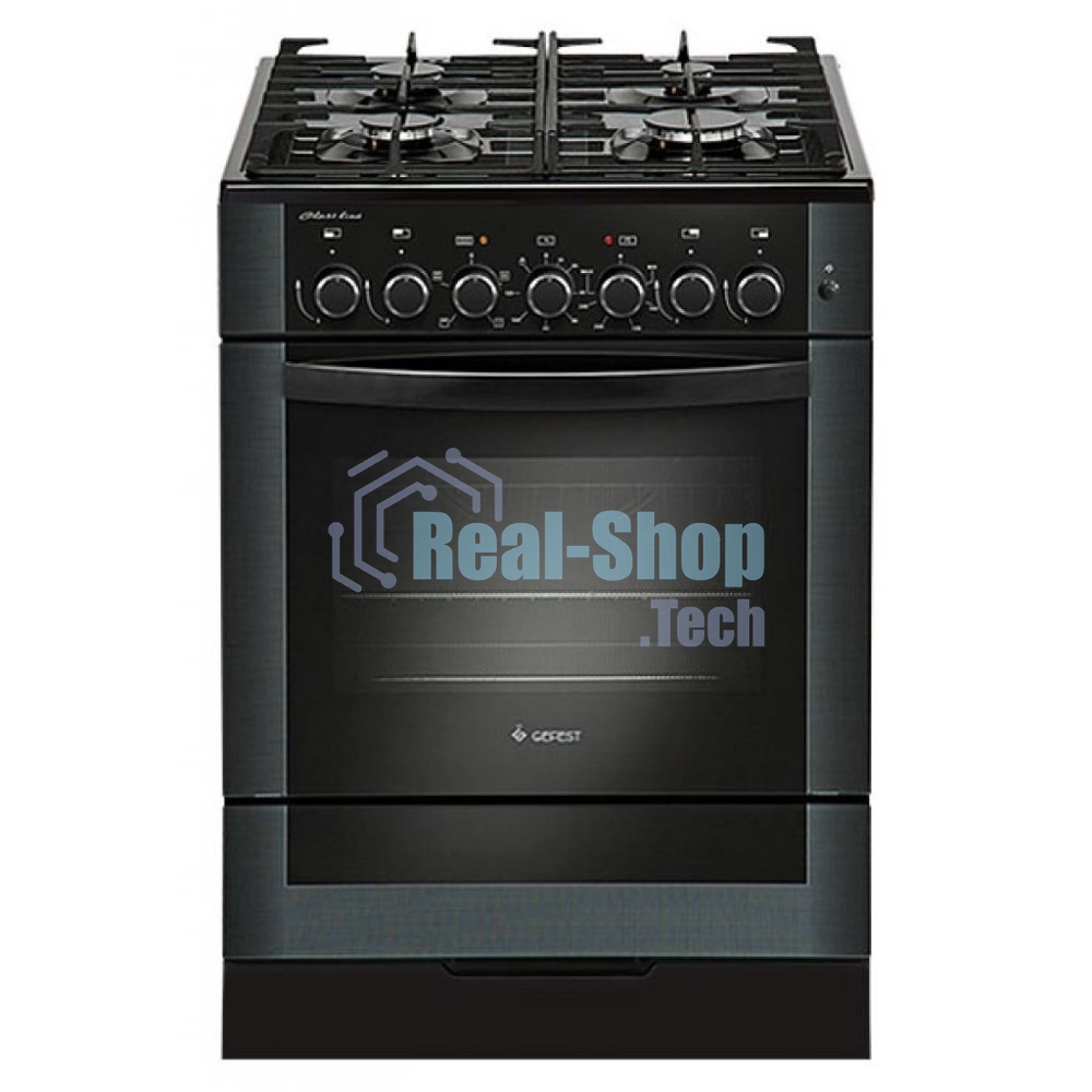 Плита комбинированная Gefest ПГЭ 6502-02 0044 черный, конфорок 4 газовых, духовка 55 л, 60 см x 85 см x 60 см