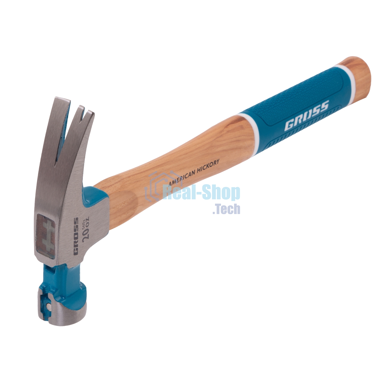 Молоток-гвоздодер Gross AMERICAN HICKORY 560 г, угол 75, магнит, обрезиненная рукоятка