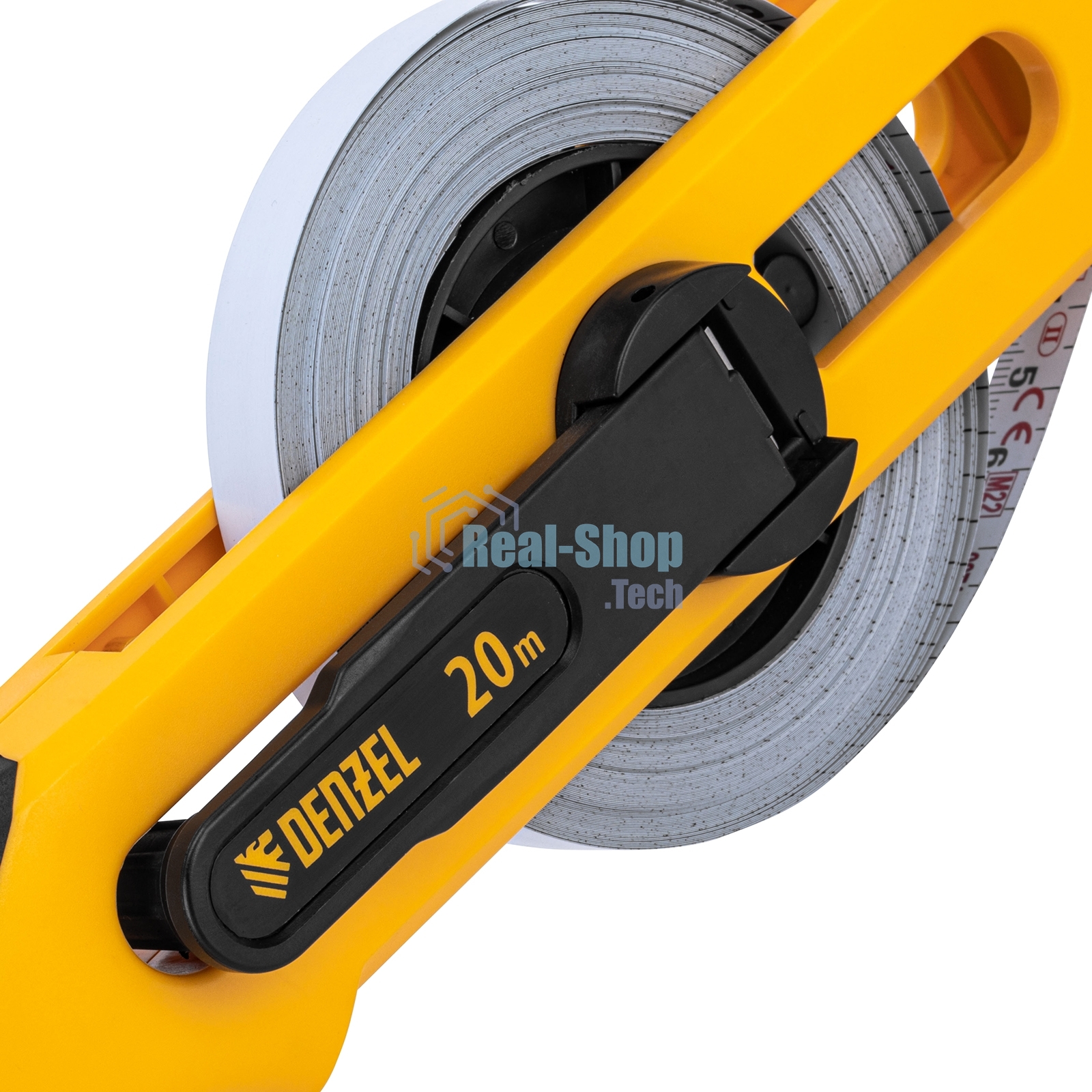 Рулетка геодезическая Denzel 20 м х 13 мм, открытый корпус, металлическая лента