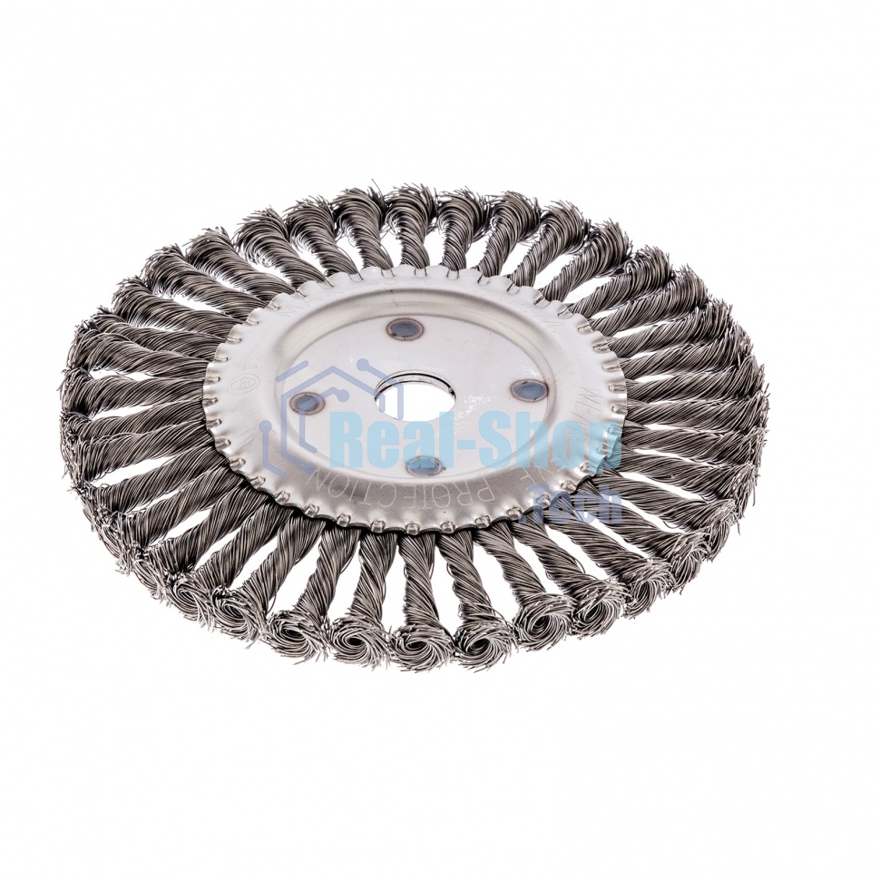 Щетка для УШМ Сибртех, 200 мм, посадка 22,2 мм, Плоская, крученая проволока 0,5 мм