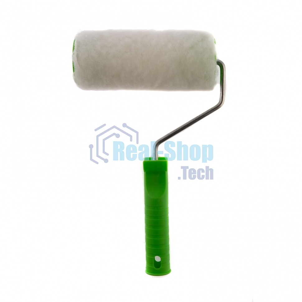 Валик Сибртех с натуральным мехом, с ручкой, 150 мм, ворс 12 мм, D 48 мм, D ручки 6 мм