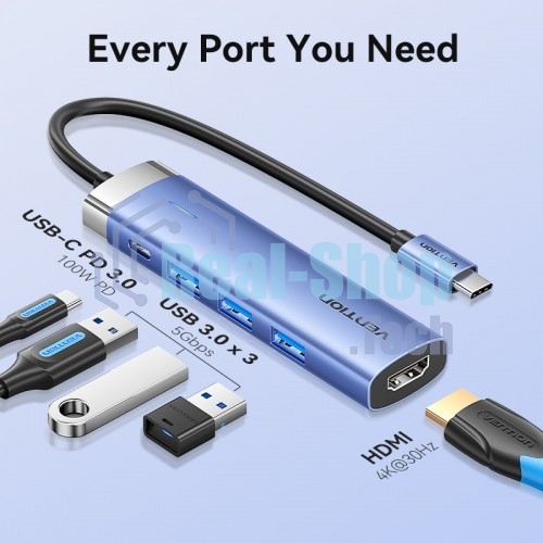 Мультифункциональный хаб Vention USB Type C 5 в 1