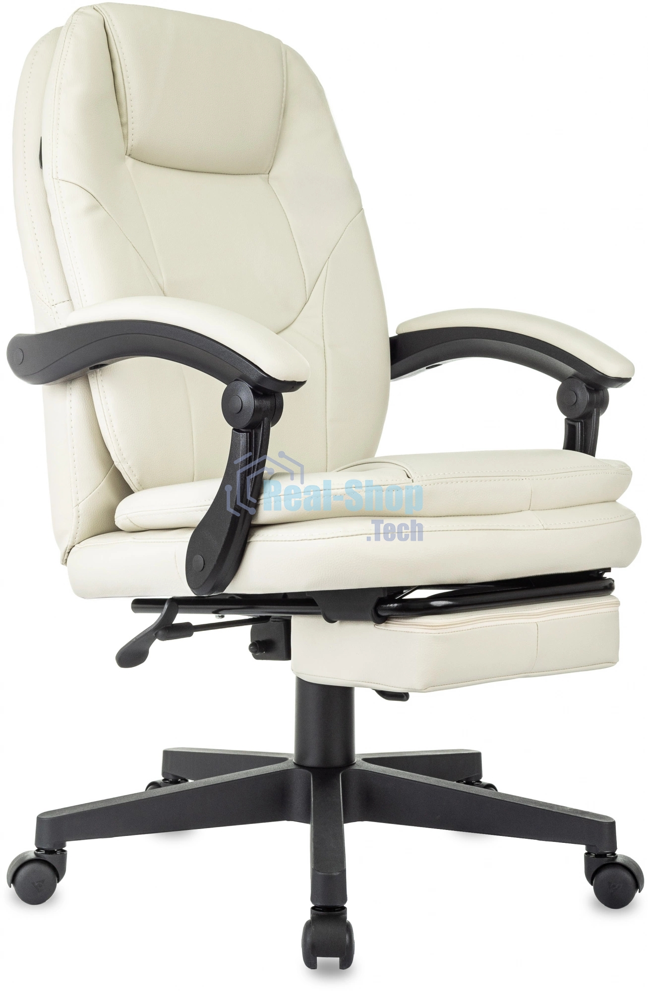 Кресло руководителя Бюрократ CH-868N-BF слоновая кость, эко.кожа, крестов. пластик, подст. для ног