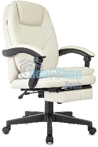 Кресло руководителя Бюрократ CH-868N-BF слоновая кость, эко.кожа, крестов. пластик, подст. для ног