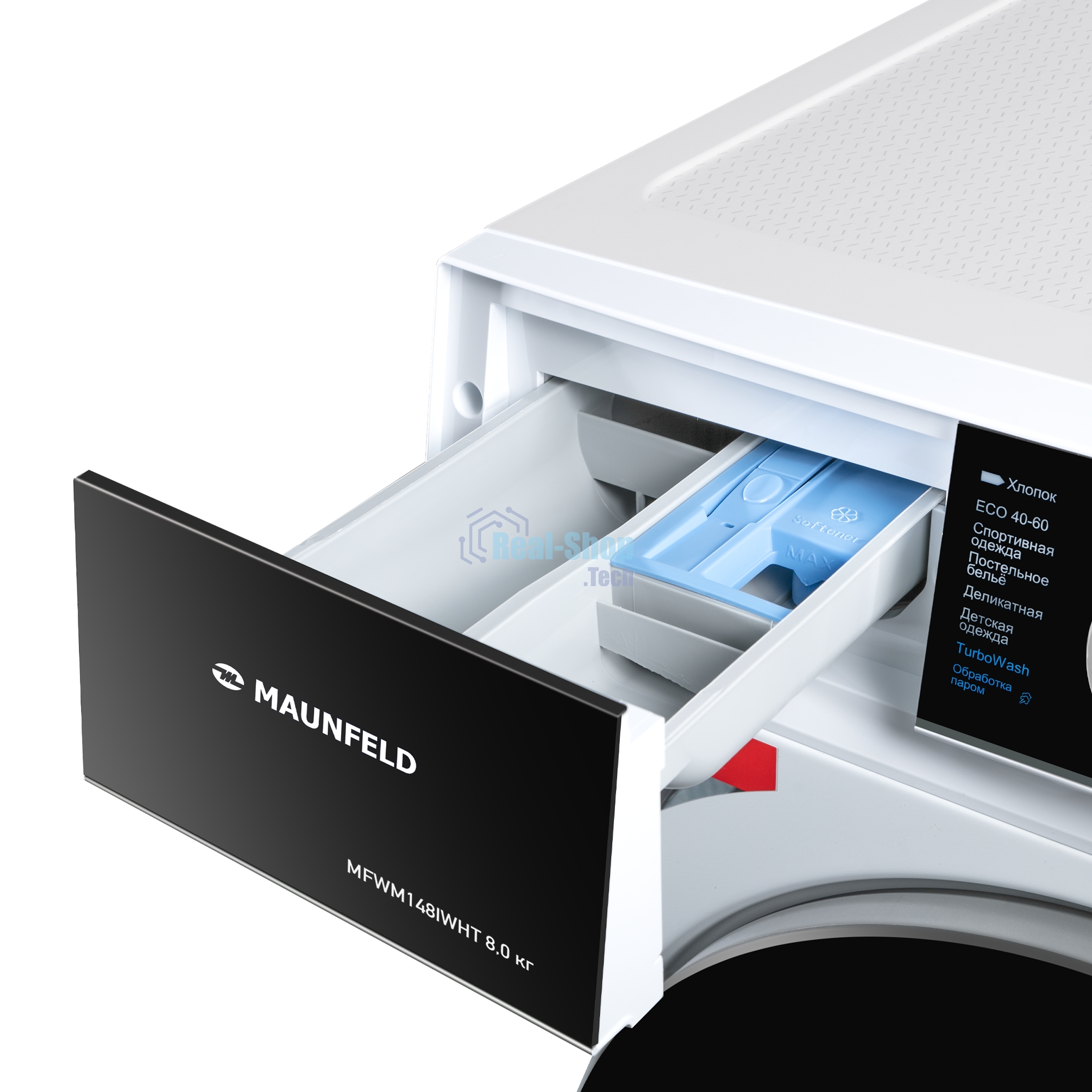 Стиральная машина c инвертором и паром Maunfeld MFWM148IWHT белый, загрузка фронтальная 8 кг, 1400 об/мин, класс: A+++