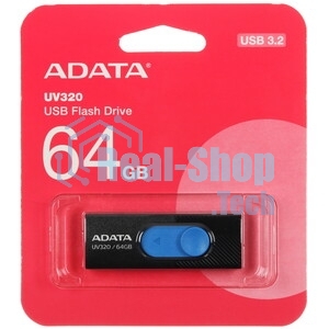 Флешка USB ADATA UV320 (AUV320-64G-RBKBL), 64Gb, USB 3.1, R/W 100/30, черный/синий