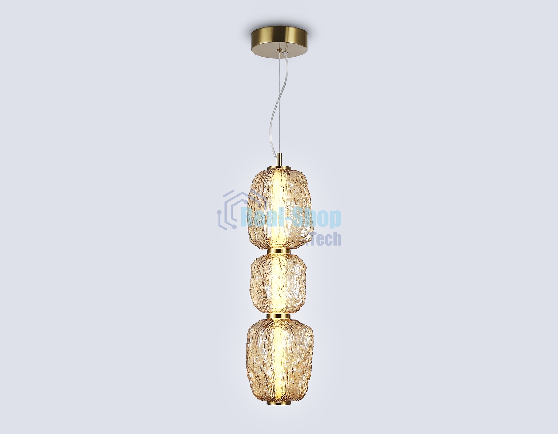 Подвесной светодиодный светильник Ambrella light LH30102 SB/TI бронза/янтарь 23W 3000K 140*140*1760
