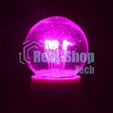 Лампа шар Neon-night e27 6 LED Ø45мм - розовая, прозрачная колба, эффект лампы накаливания