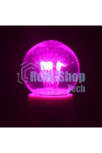 Лампа шар Neon-night e27 6 LED Ø45мм - розовая, прозрачная колба, эффект лампы накаливания