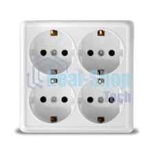 Розетка 4-м ОП Олимп с заземл. квадрат белый UNIVersal 1165