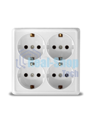 Розетка 4-м ОП Олимп с заземл. квадрат белый UNIVersal 1165
