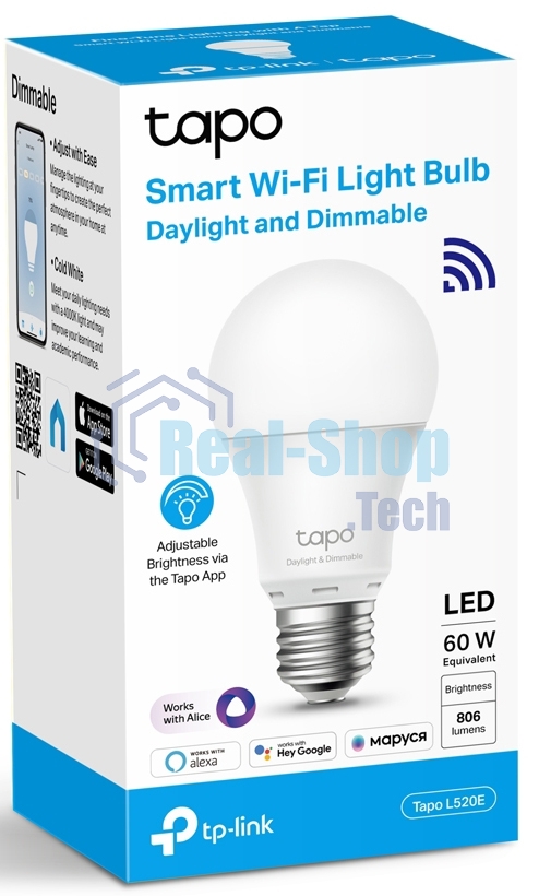 Умная Wi-Fi лампа Smart Wi-Fi Light Bulb, Daylight & Diммable, SPEC: 2.4 GHz, IEEE 802.11b/g/n