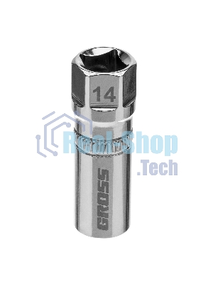 Головка торцевая свечная Gross магнитная,12-гранная, 14 мм, под квадрат 1/2