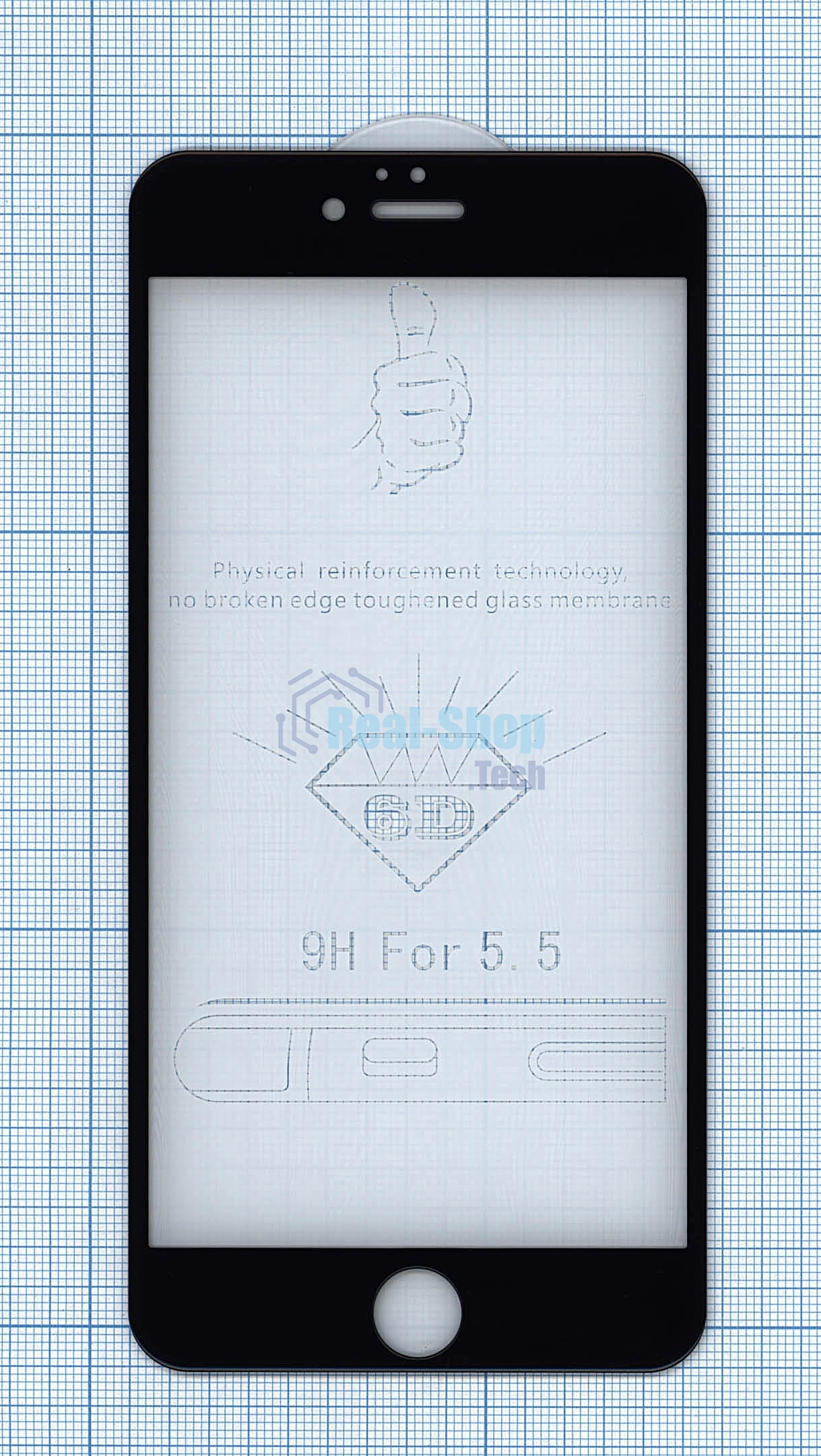 Защитное стекло 6D для Apple iPhone 6/6S Plus черный