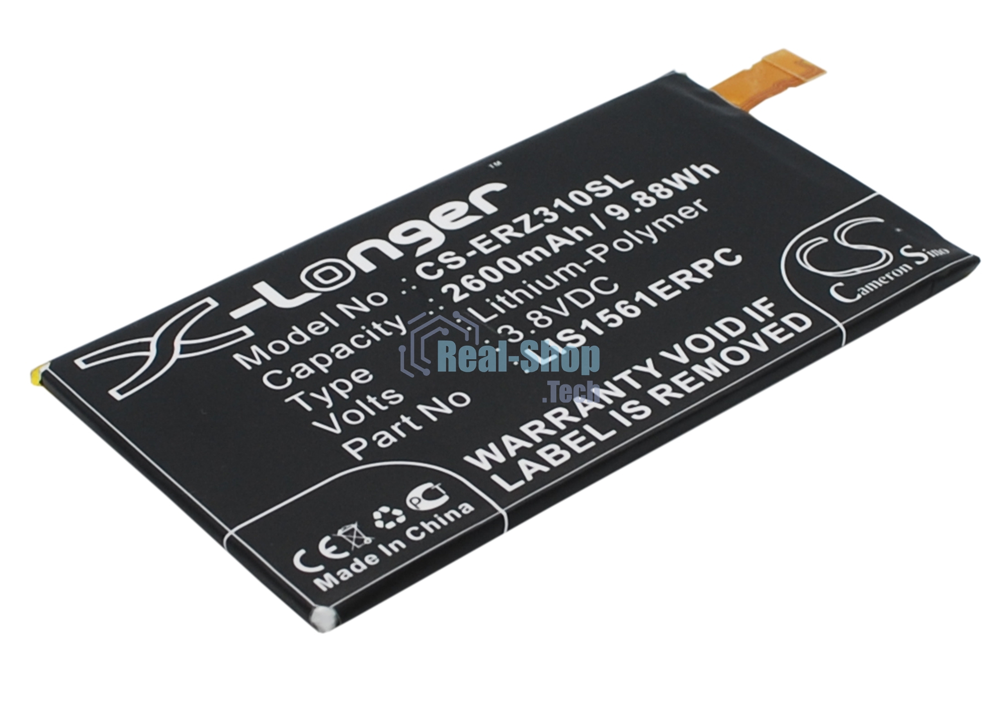 Аккумулятор CameronSino CS-ERZ310SL LIS1561ERPC для Sony Xperia Z3 Compact D5803 LTE 3.8V, 2600mAh, 9.88Wh