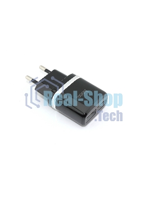 Блок питания (сетевой адаптер) HOCO C12 Smart два порта USB, 5V, 2.4A, черный
