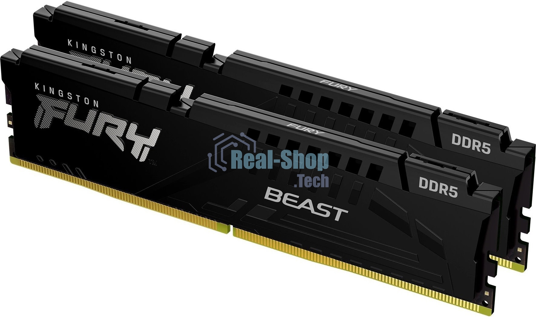 Оперативная память Kingston Fury Beast, DDR5, 16GB (2x8GB), 5600MHz, CL36, DIMM, с радиаторами, черный