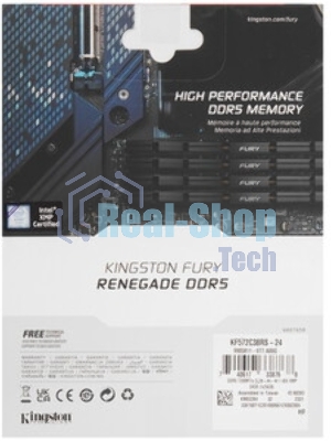 Оперативная память Kingston Fury Renegade RGB, DDR5, 24GB (1x24 GB), 7200 MHz, CL38, радиатор, RGB, серебристый