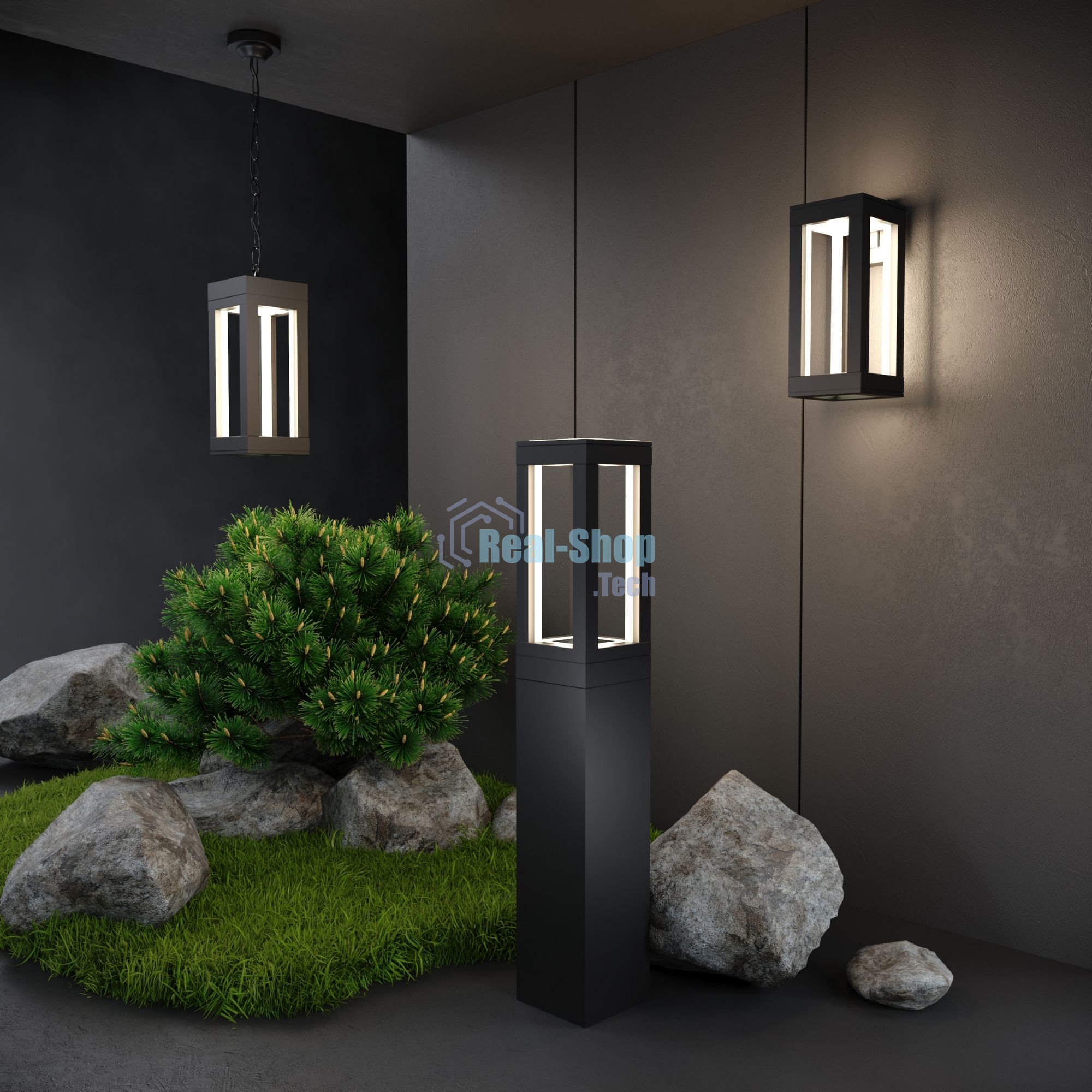 1529 TECHNO LED / Светильник садово-парковый чёрный