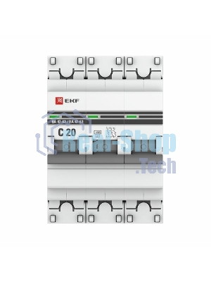 Выключатель автоматический EKF mcb4763-3-20C-pro 3P 20А (C) 4,5kA ВА 47-63 EKF PROxima