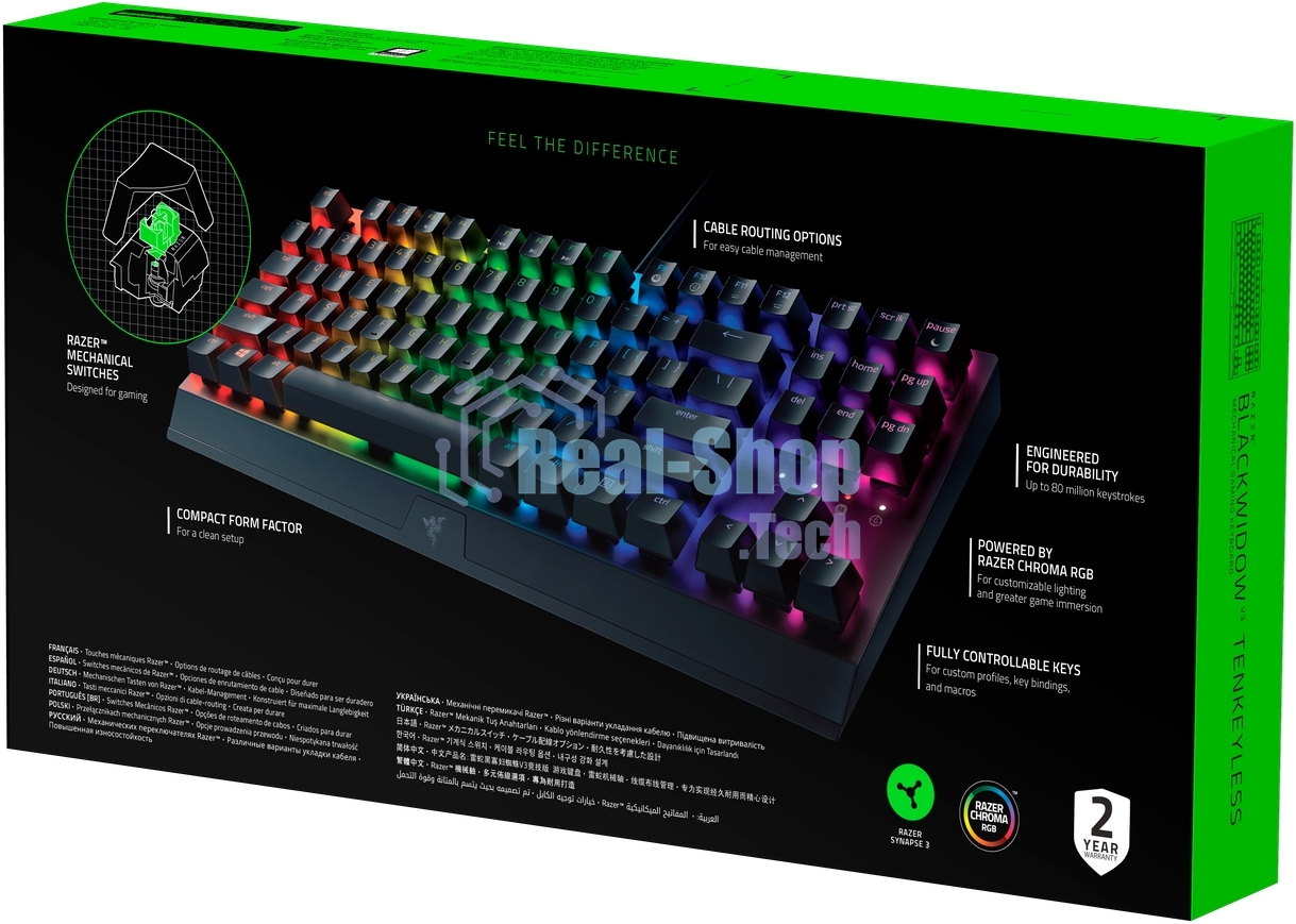 Игровая клавиатура Razer Blackwidow V3 Razer™ Tenkeyless Mechanical RUSSIAN черный