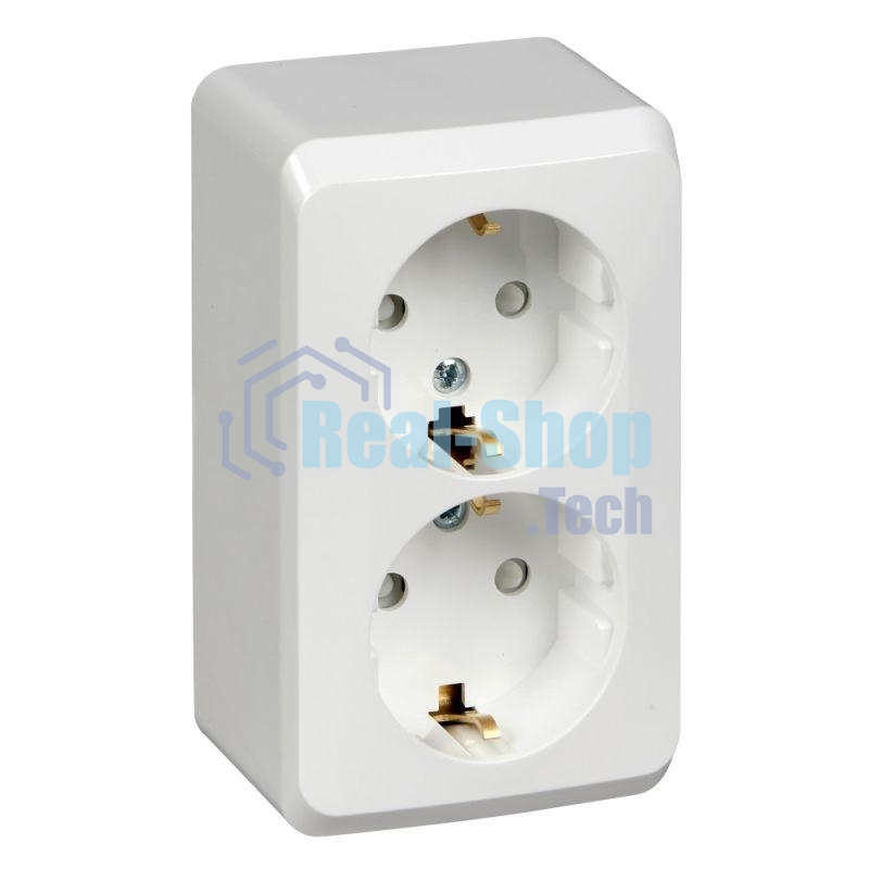 Розетка 2-м ОП Этюд 16А защ. шторки с заземл. белый SchE PA16-008B