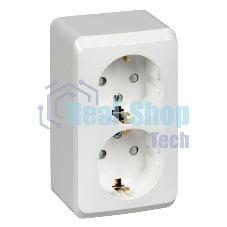 Розетка 2-м ОП Этюд 16А защ. шторки с заземл. белый SchE PA16-008B