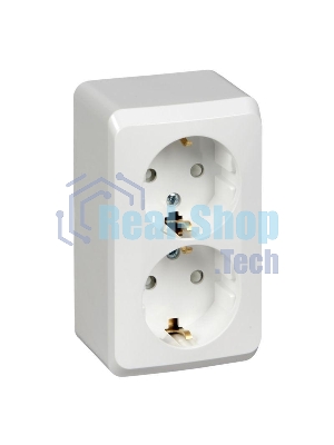 Розетка 2-м ОП Этюд 16А защ. шторки с заземл. белый SchE PA16-008B