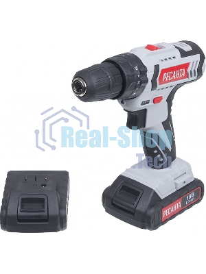 Дрель-шуруповерт аккумуляторная Ресанта ДА-18-2ЛК-У 75/14/6, Аккумуляторная, 18В, 2 АКБ, Ударная, Кейс