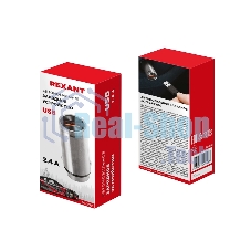 Зарядное устройство в прикуриватель Rexant USB, 5V, 2.4 A, черный