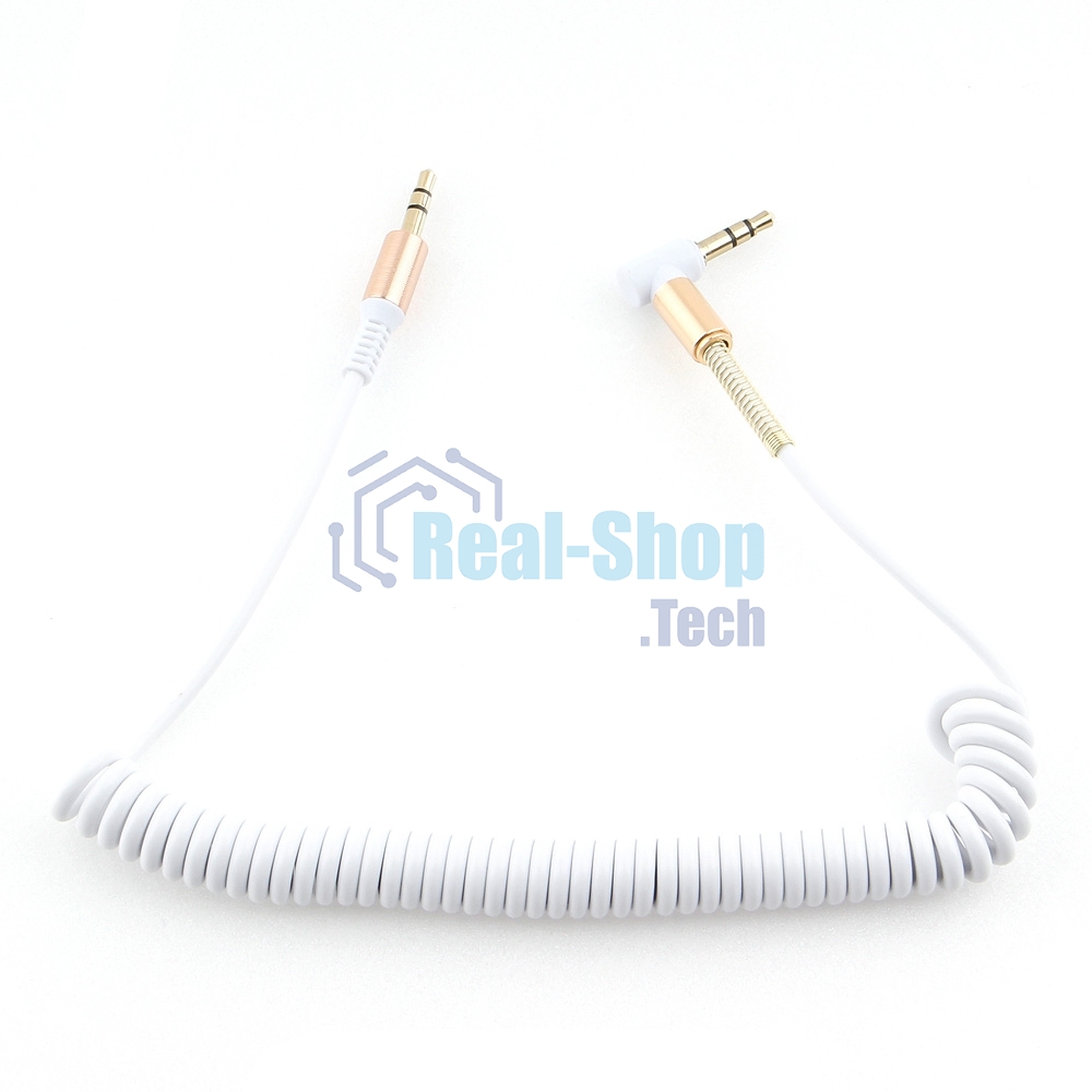 Кабель Cablexpert аудио 90˚ спиральный CCAB-02-35MMLC-1.8MW. 3.5 Jack (M)/3.5 Jack (M), белый, 1.8м, блистер