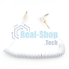 Кабель Cablexpert аудио 90˚ спиральный CCAB-02-35MMLC-1.8MW. 3.5 Jack (M)/3.5 Jack (M), белый, 1.8м, блистер