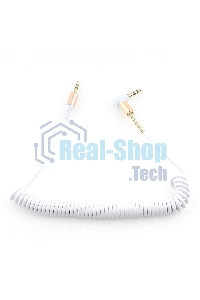 Кабель Cablexpert аудио 90˚ спиральный CCAB-02-35MMLC-1.8MW. 3.5 Jack (M)/3.5 Jack (M), белый, 1.8м, блистер