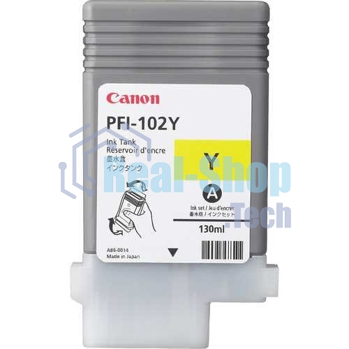 Картридж струйный Canon PFI-102Y (0898B001) желтый, 130 мл., для imagePROGRAF iPF605, iPF610., iPF650, iPF655, iPF710, iPF750, iPF755, LP17, iPF510