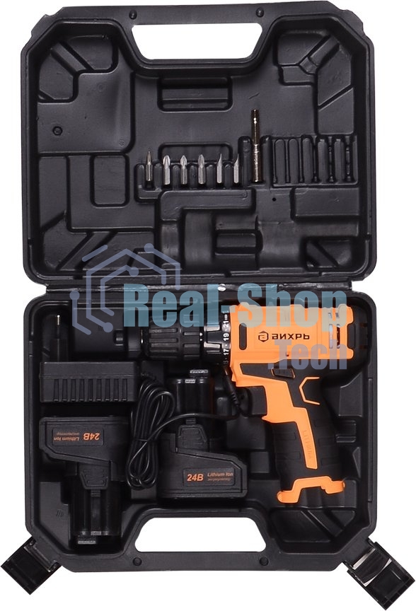 Дрель-шуруповерт аккумуляторная Вихрь ДА-24Л-2к 72/14/18, Аккумуляторная, 24В