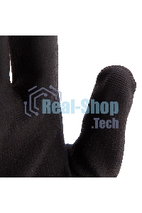 Перчатки трикотажные Сибртехс черным полиуретановым покрытием, размер L, 15 класс вязки