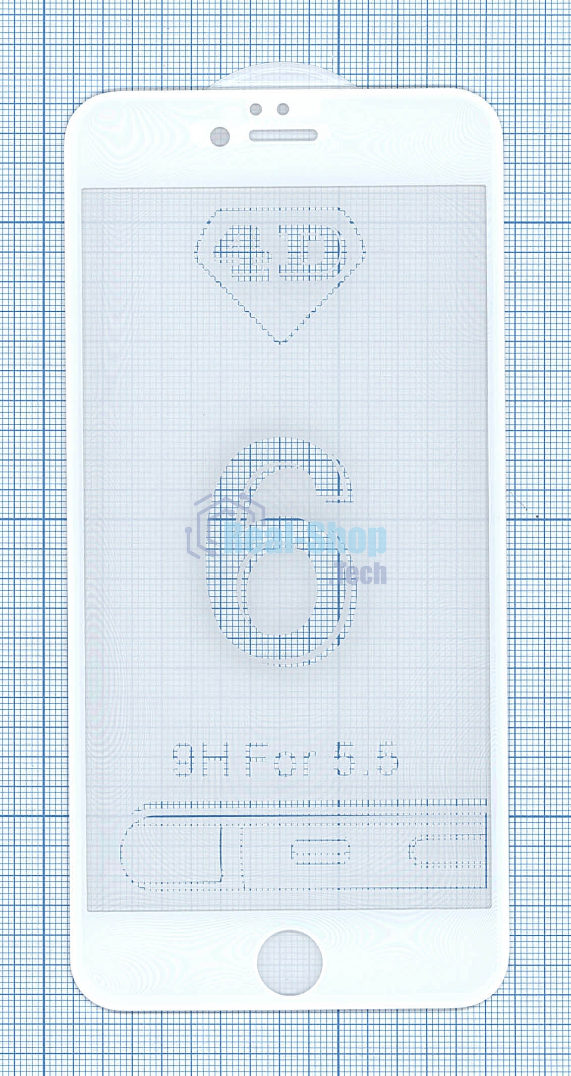 Защитное стекло 6D для Apple iPhone 6/6S Plus белый