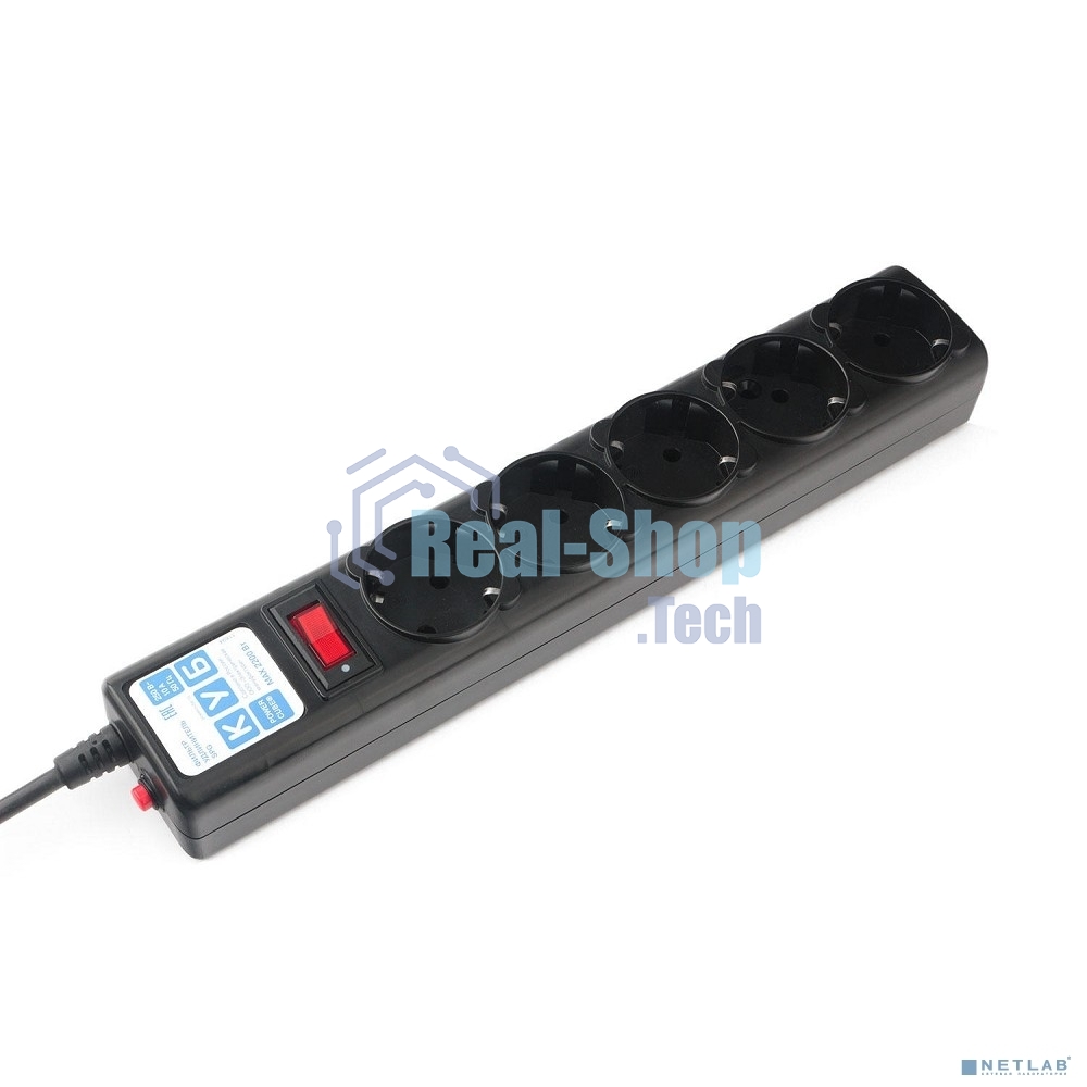 Сетевой фильтр Power Cube SPG5-В1 PC 0,5 м, 5 р, черный 10А, UPS(C14), SPG5-В1
