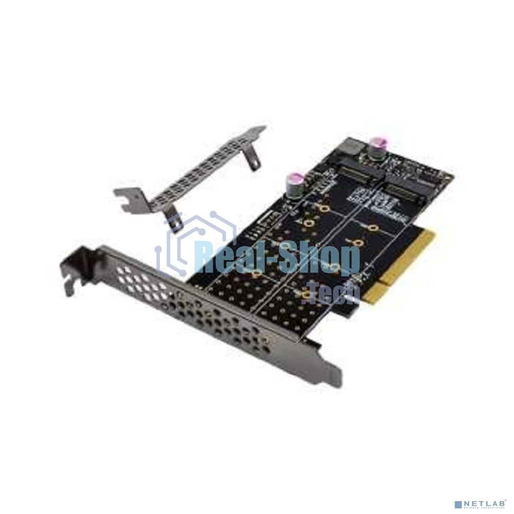 Переходник ORIENT C303E2 PCI-Ex8->2 x M.2 M-key NVMe SSD, тип 2230/2242/2260/2280/22110, 2 планки крепления в комплекте (31325)