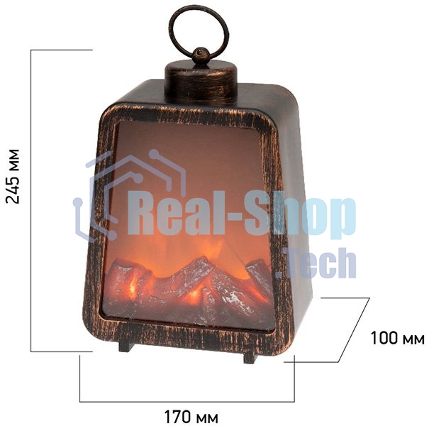 Светодиодный камин Neon-night Лофт с эффектом живого огня 17х10х24,5 см, 3хС (не в комплекте) и USB (в комплекте)