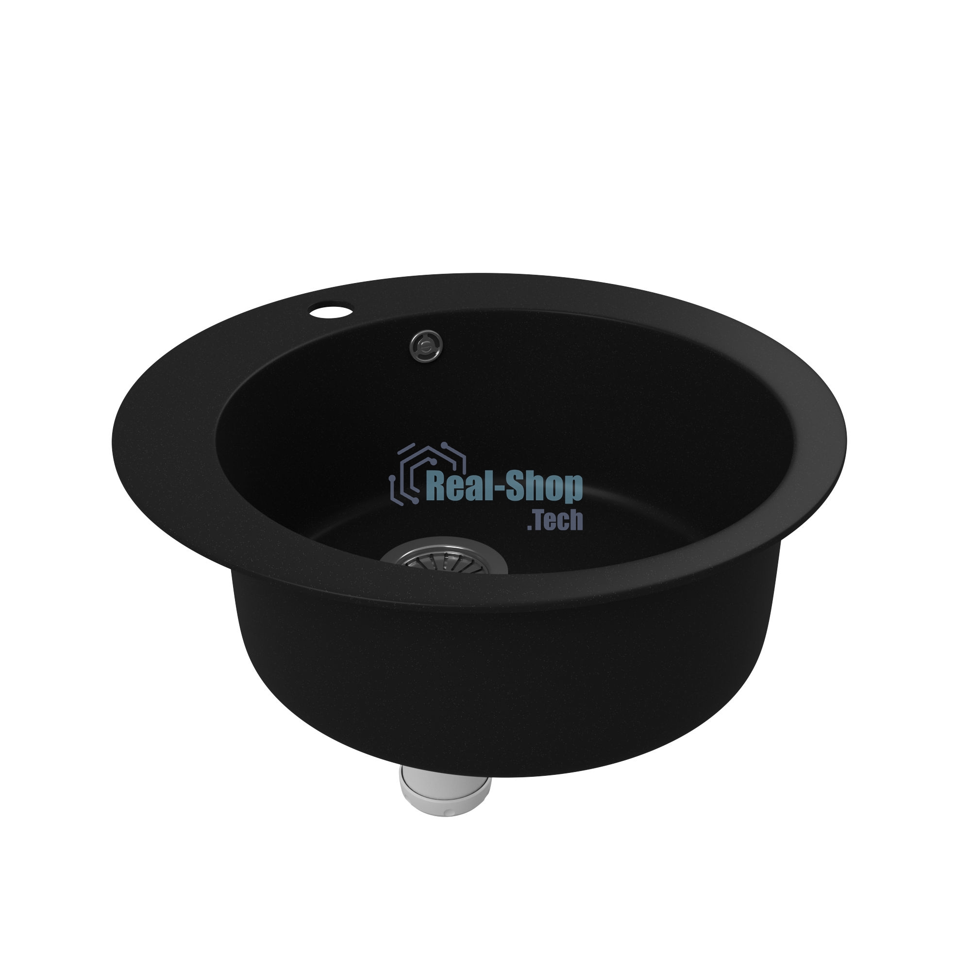 Мойка для кухни BAU Dream Black coal D 50, выпуск с сифоном в комплекте, черный уголь