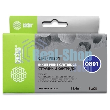 Картридж струйный Cactus CS-EPT0801 (T0801) черный (13 мл) для Epson Stylus PhotoP50/PX650/PX660/PX700/PX700W/PX710/PX710W/PX720/PX720WD/PX800/PX800FW/PX810/PX810FW/PX820/PX820FWD/R265/R285/R360/RX560/RX585/RX685