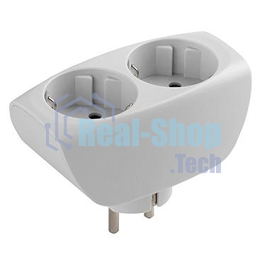 Тройник ЭРА SP-2e-W 2 гнезда, с заземлением, со шторками, белый