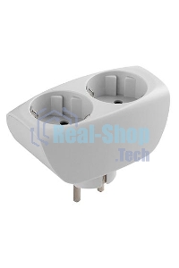 Тройник ЭРА SP-2e-W 2 гнезда, с заземлением, со шторками, белый