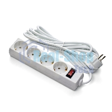 Удлинитель ExeGate EC-4-5W (EX279401RUS), белый, 5 м, евровилка с заземлением, 4 евророзетки с заземлением, 2200 Вт